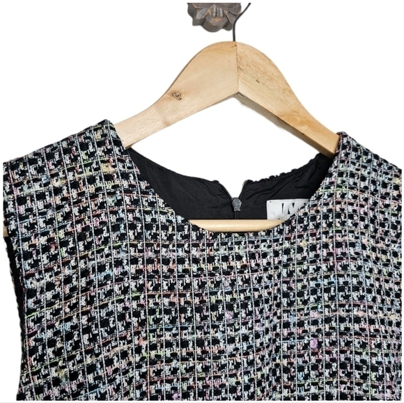 David Meister sheath tweed multicolor midi sleeveless dress size 10 - Picture 2 of 8